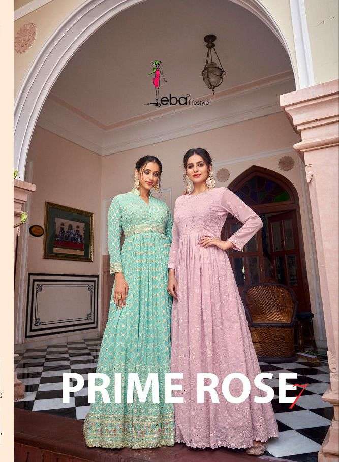 PRIME ROSE VOL-7 BY EBA LIFESTYLE 471 TO 1474 SERIES GEORGETTE CHINON EMBROIDERY DRESSES