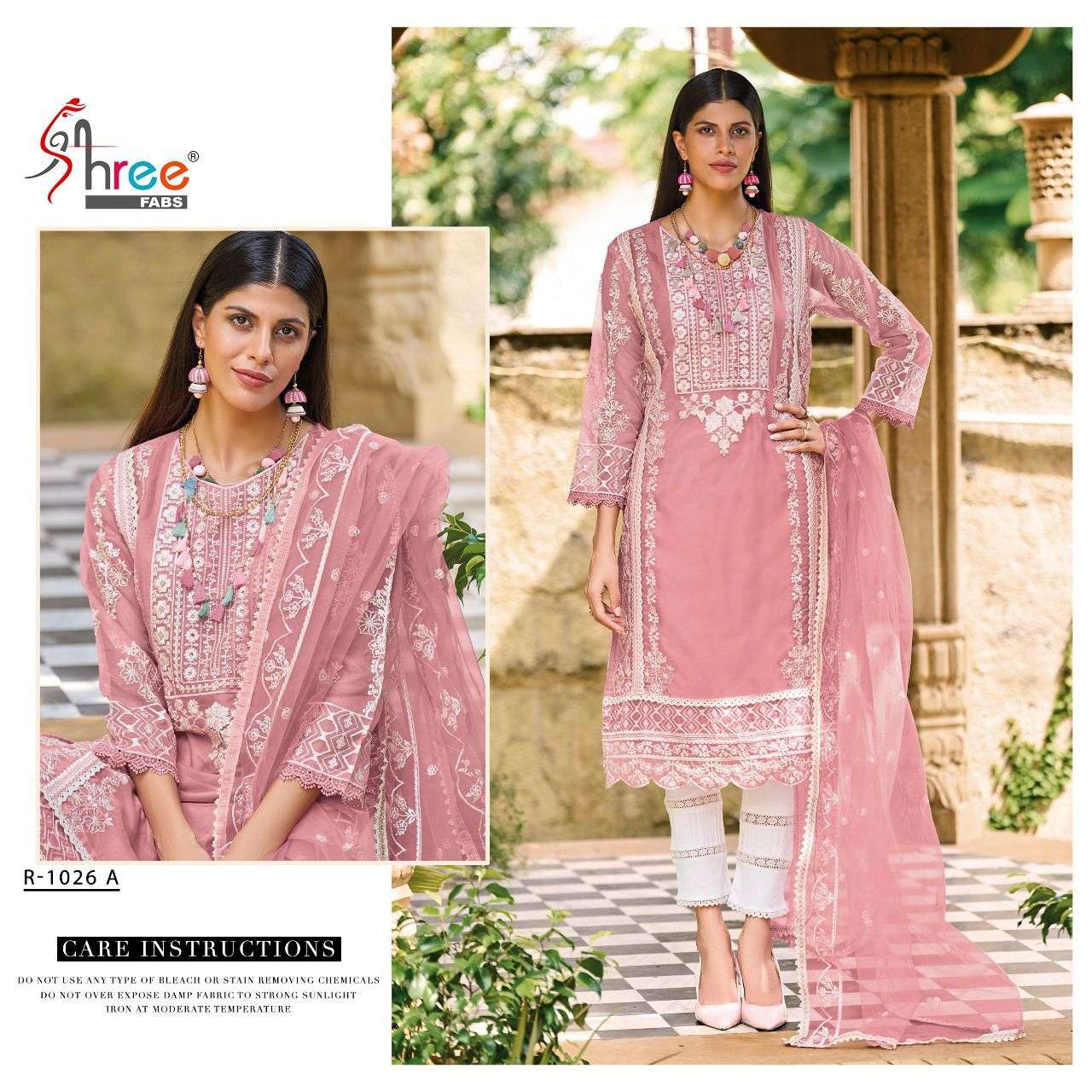 R-1026 HITS BY SHREE FABS PURE ORGANZA EMBROIDERY STITCHED DRESSES