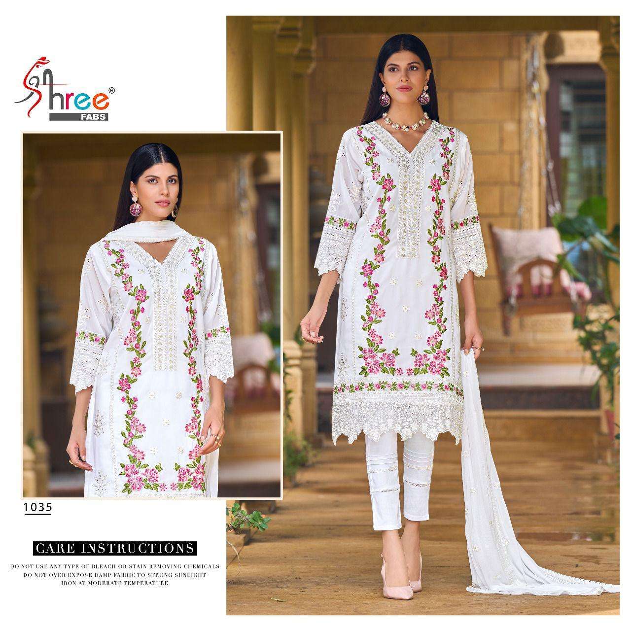 R-1035 HIT DESIGN BY SHREE FABS FAUX GEORGETTE EMBROIDERY STITCHED DRESS