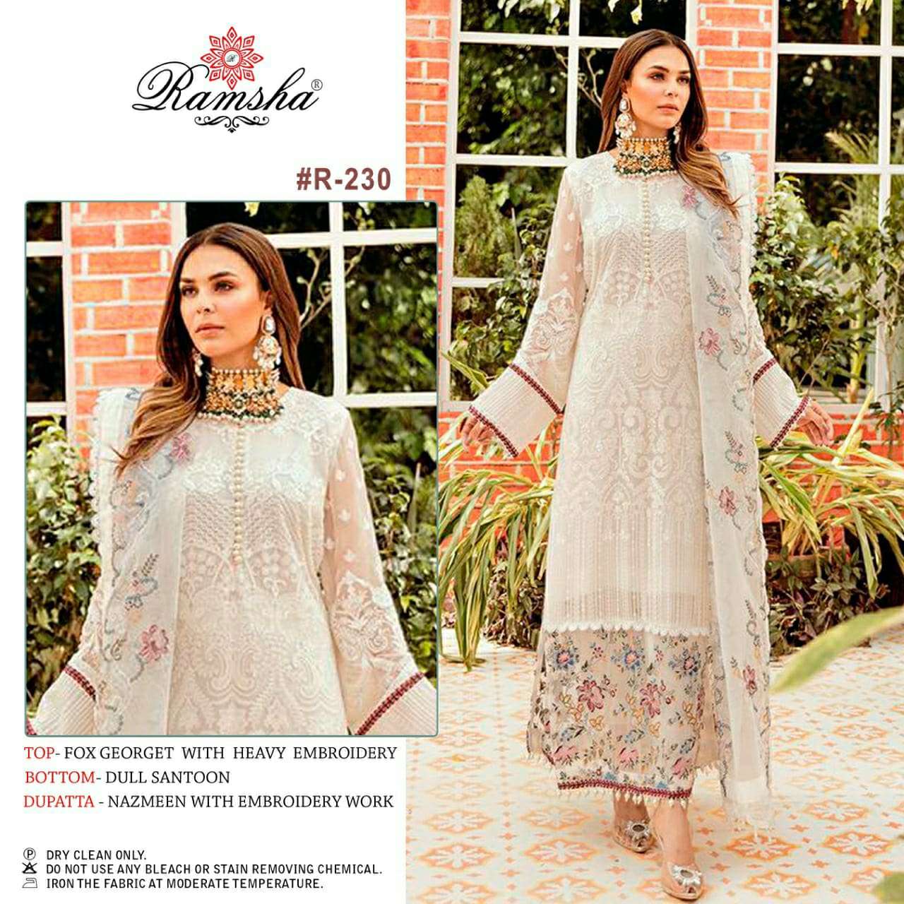 R-230 HIT DESIGN BY RAMSHA GEORGETTE EMBROIDERY PAKISTANI DRESS