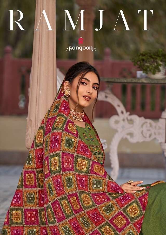 RAMJAT BY RANGOON 3321 TO 3328 SERIES VISCOSE EMBROIDERY STITCHED DRESSES