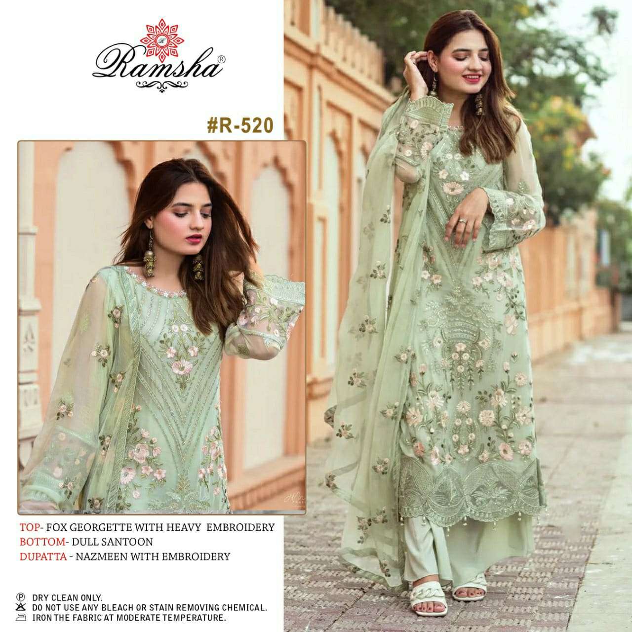 RAMSHA 520 HIT DESIGN BY RAMSHA GEORGETTE EMBROIDERY DRESS