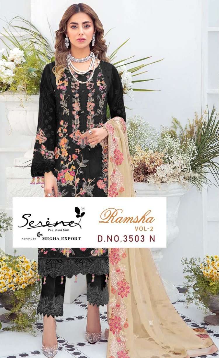 RAMSHA VOL-2 BY SERENE 3503-L TO 3503-M SERIES FAUX GEORGETTE EMBROIDERY DRESSES