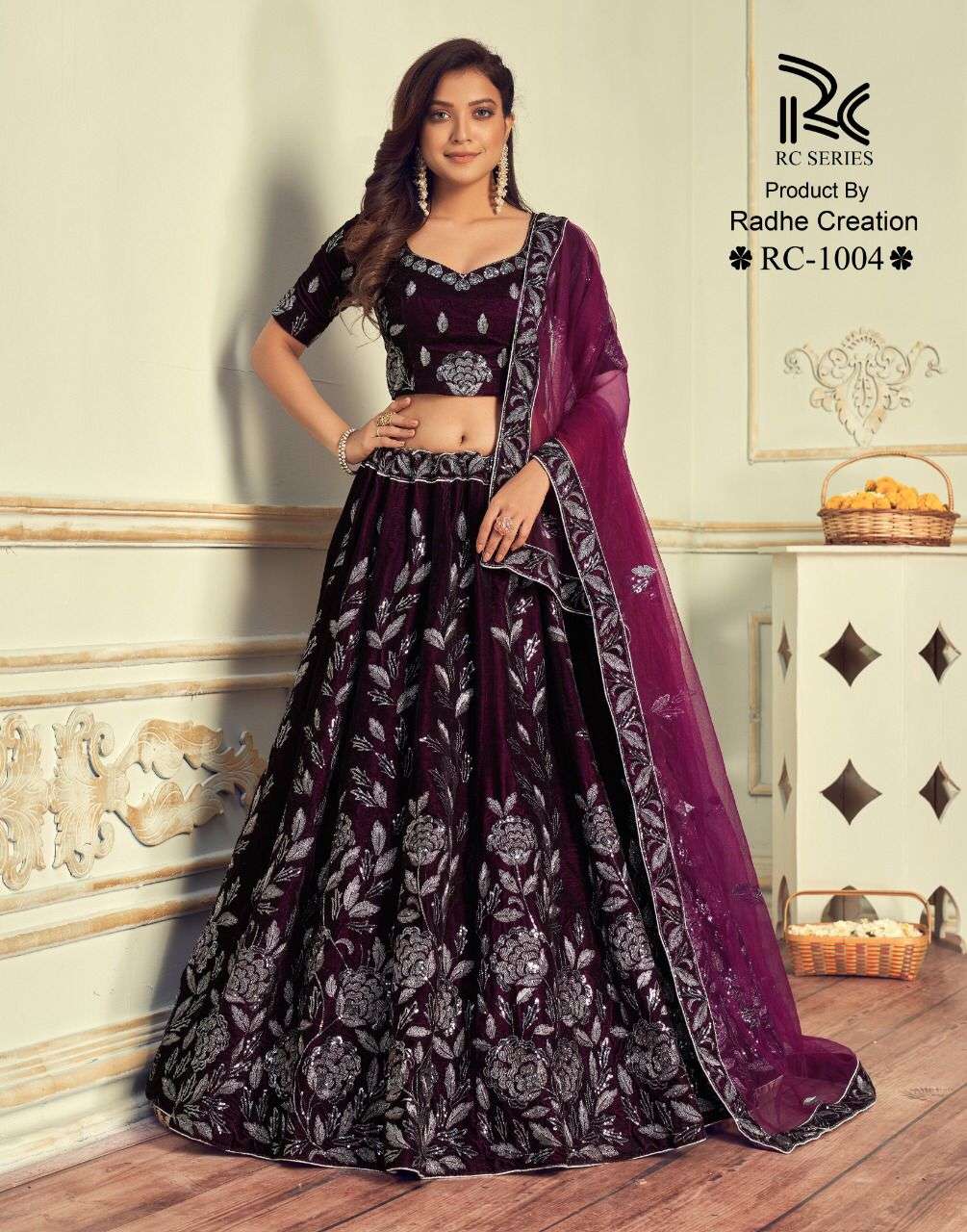 RC-1004 HIT DESIGN BY ASLIWHOLESALE PURE VELVET HEAVY WORK BRIDAL LEHENGA