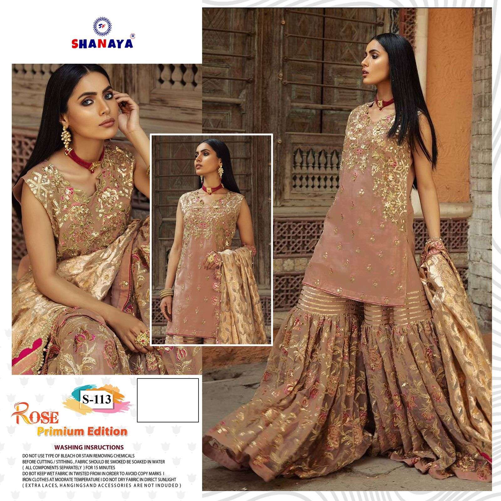 ROSE PREMIUM EDITION S-113 BY SHANAYA FASHION FAUX GEORGETTE EMBROIDERY DRESS