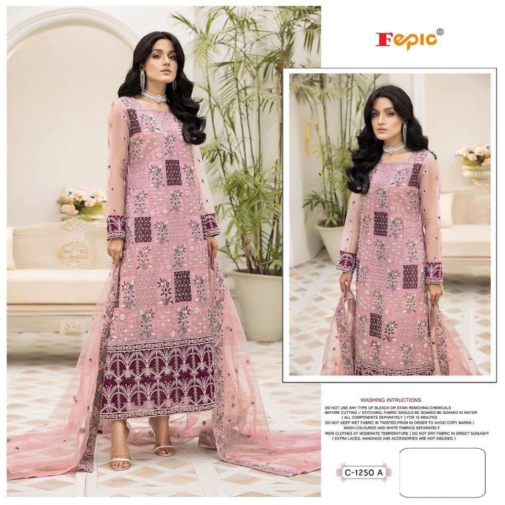 ROSEMEEN C-1250 HITS BY FEPIC 1250-A TO 1250-B SERIES NET EMBROIDERY PAKISTANI DRESSES