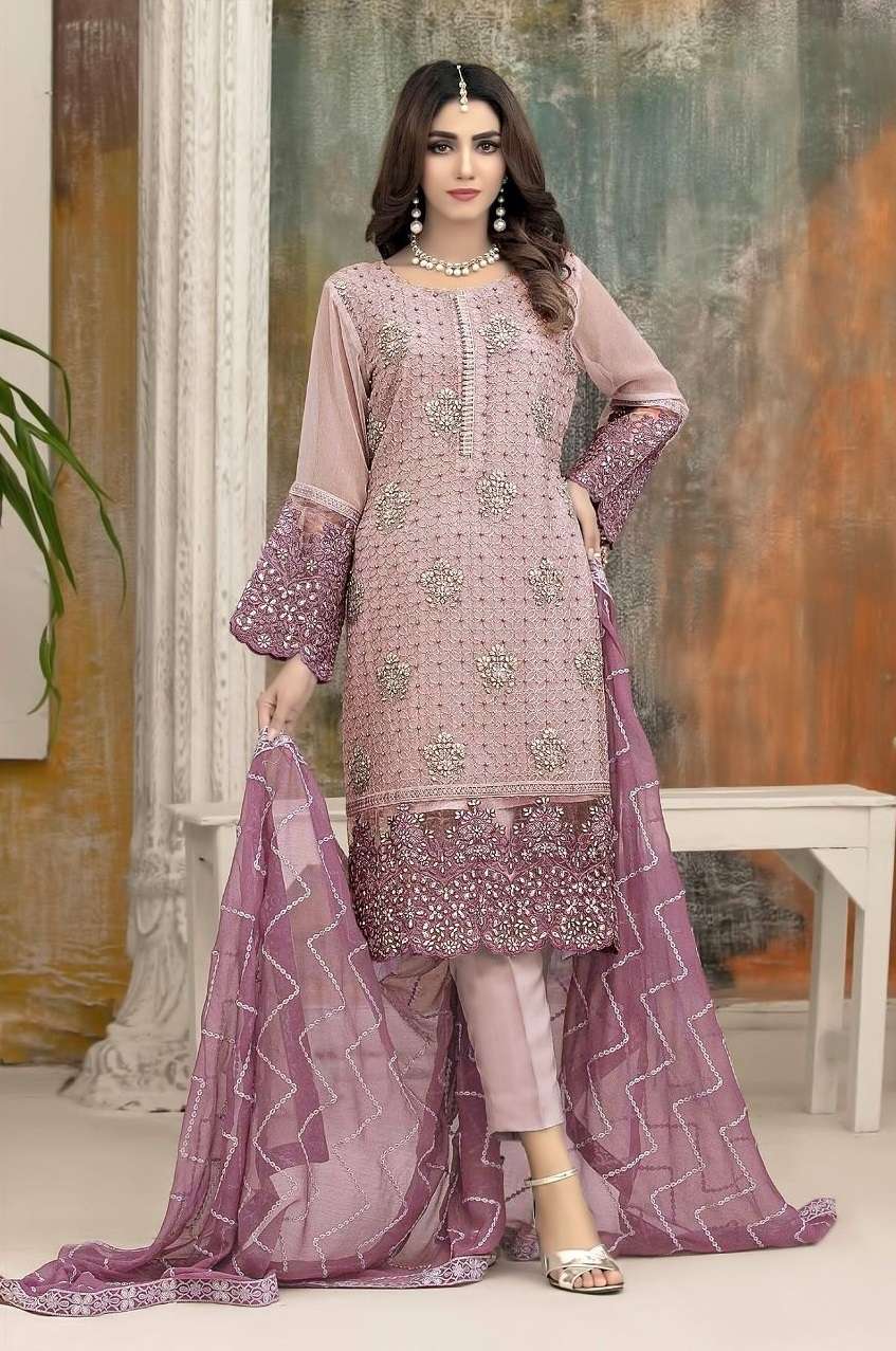 RUNGREZ 1022 HIT DESIGN BY ASLIWHOLESALE FAUX GEORGETTE EMBROIDERY DRESS