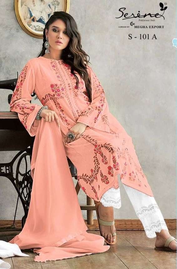 S-101 COOURS BY SERENE S-101-A TO S-101-D SERIES FAUX GEORGETTE EMBROIDERY DRESSES