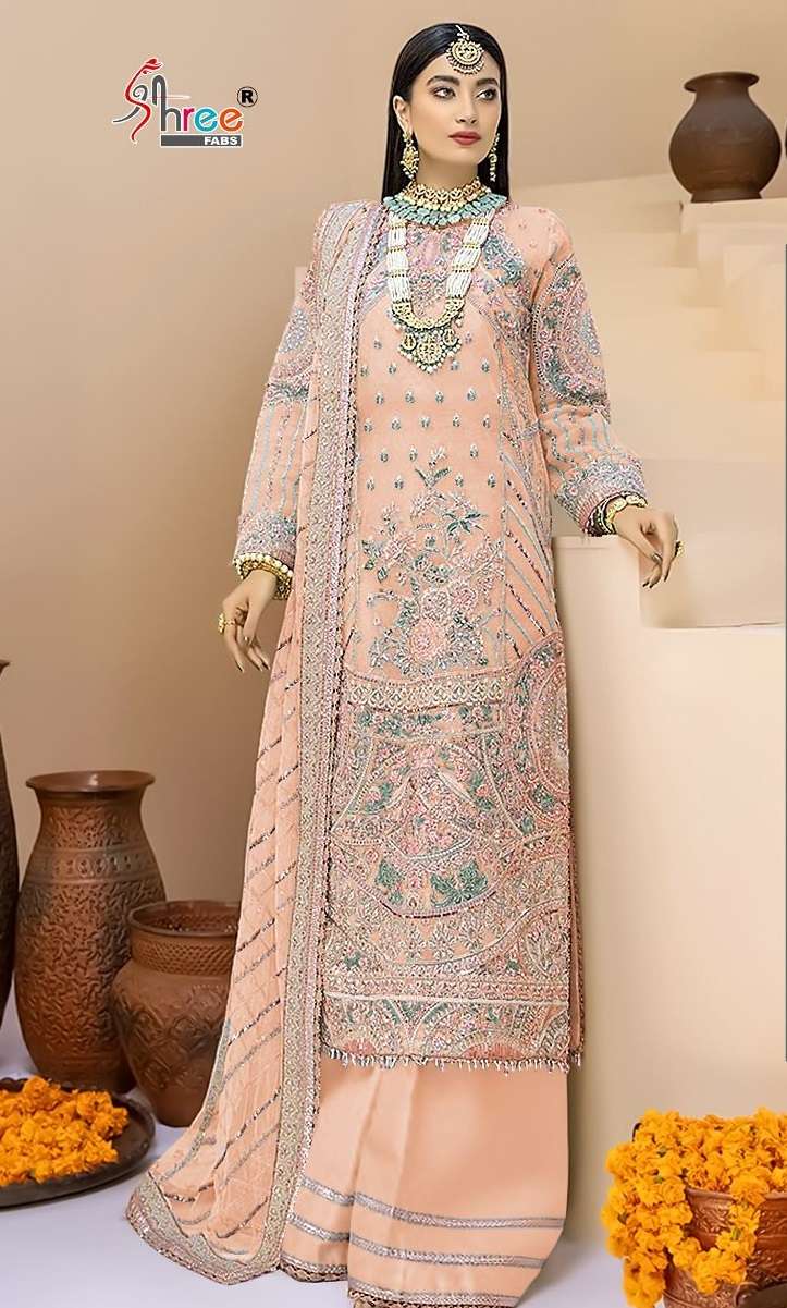 S-476 COLOURS BY SHREE FABS 476-A TO 476-D SERIES GEORGETTE EMBROIDERY PAKISTANI DRESSES