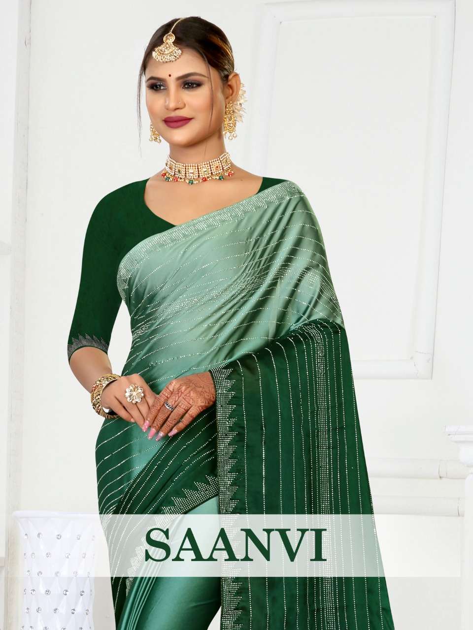 SAANVI BY RONISHA FASHION DESIGNER RANGOLI SIROWSKI WORK SAREES