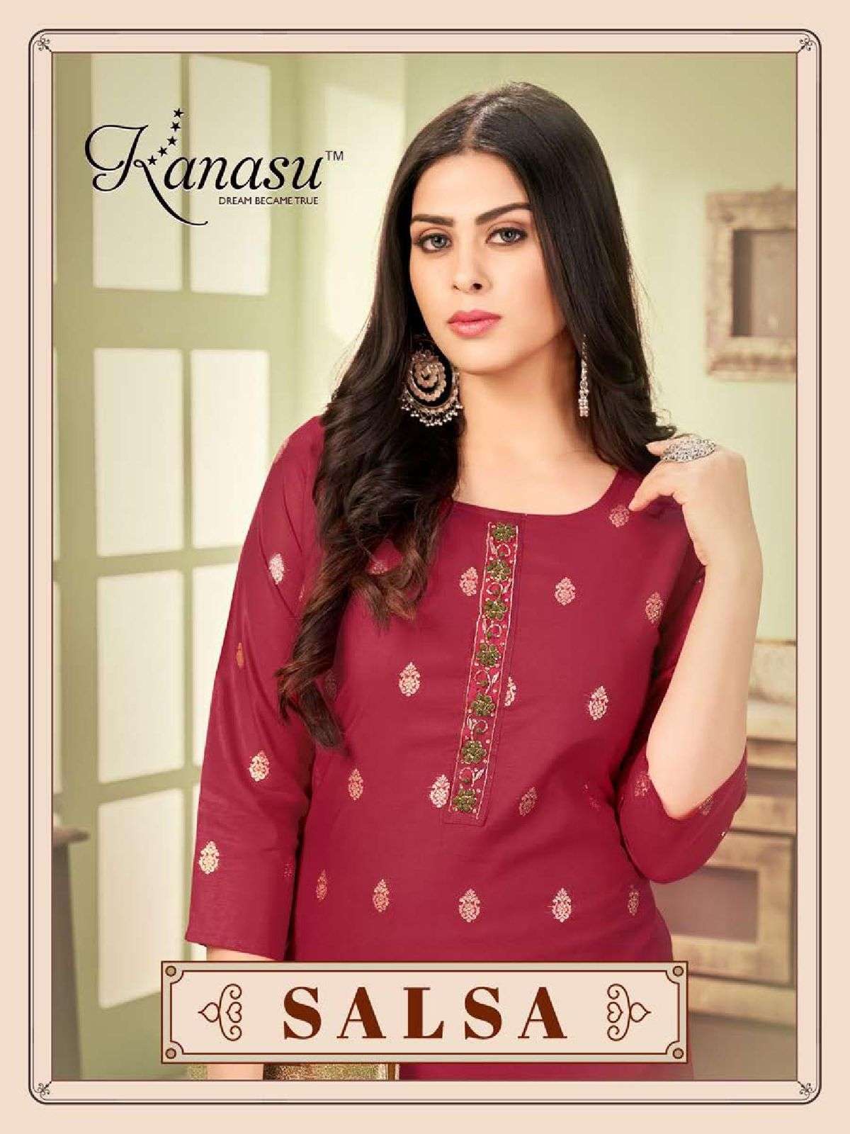 SALSA BY KANASU 1001 TO 1008 SERIES HEAVY CHANDERI DOLA SILK KURTIS