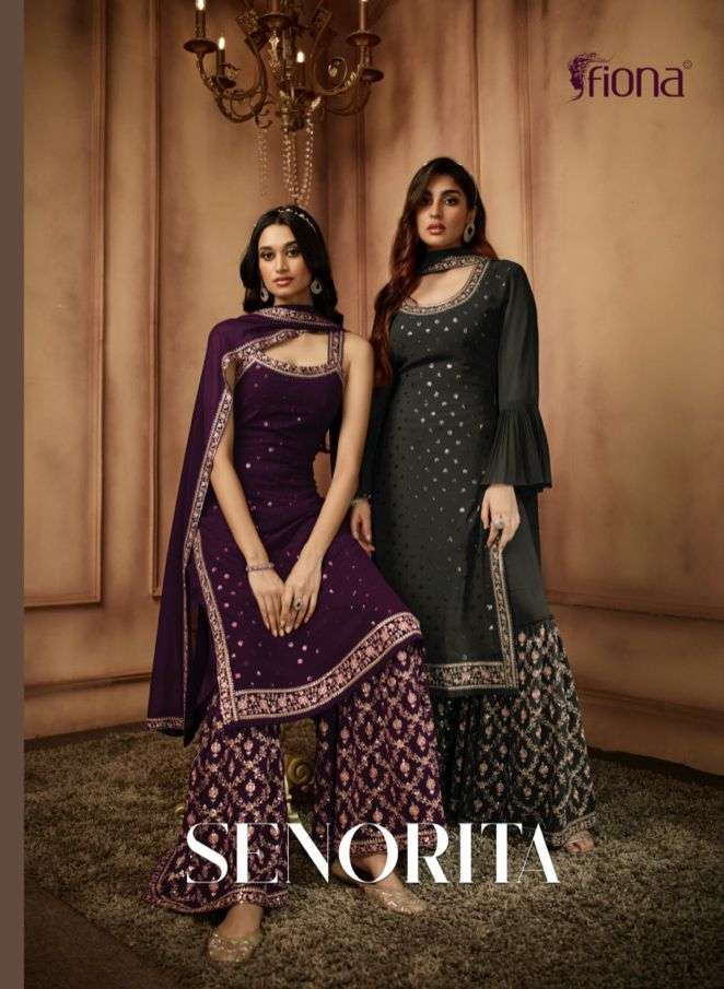 SENORITA BY FIONA 51501 TO 51506 SEIRES GEORGETTE STITCHED SHARARA DRESSES