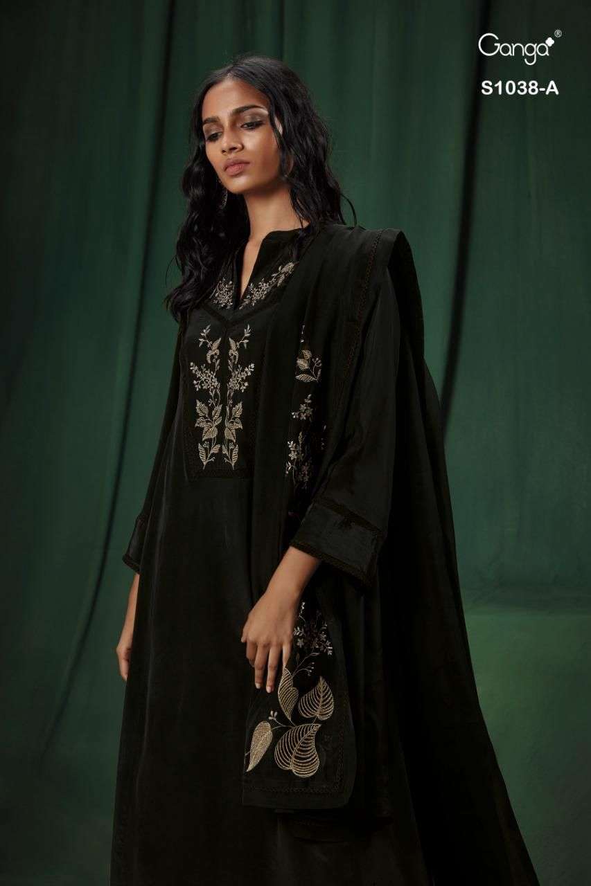 SILA 1038 BY GANGA FASHION 1038-A TO 1038-B SERIES CREPE EMBROIDERY DRESSES