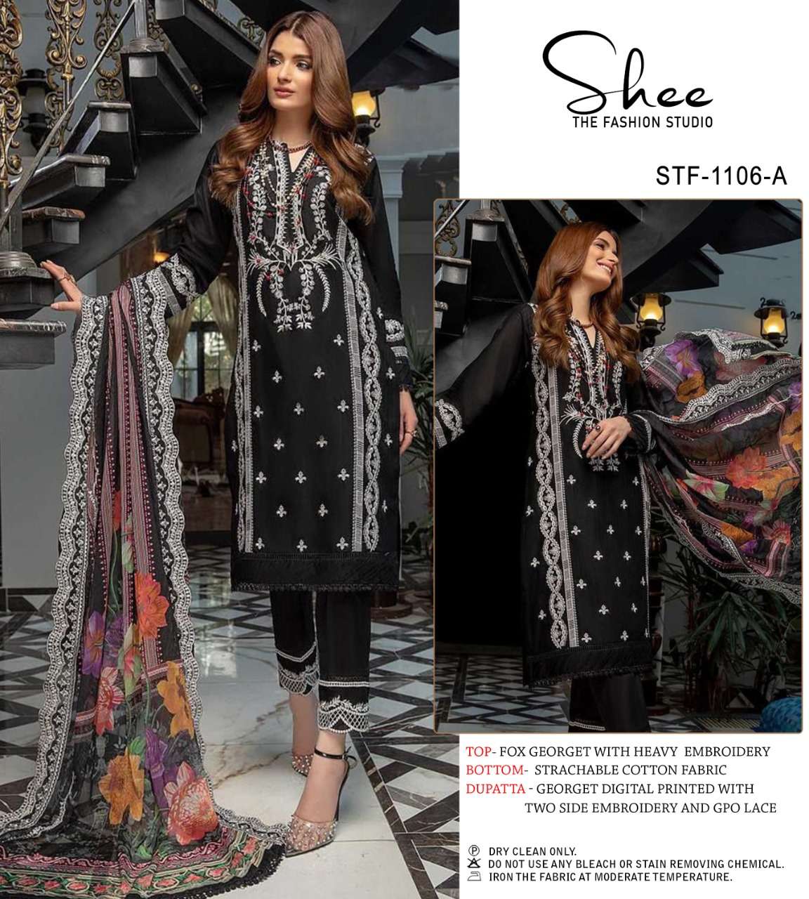 STF 1106 HITS BY SHEE THE FASHION STUDIO FAUX GEORGETTE EMBROIDERY STITCHED DRESSES