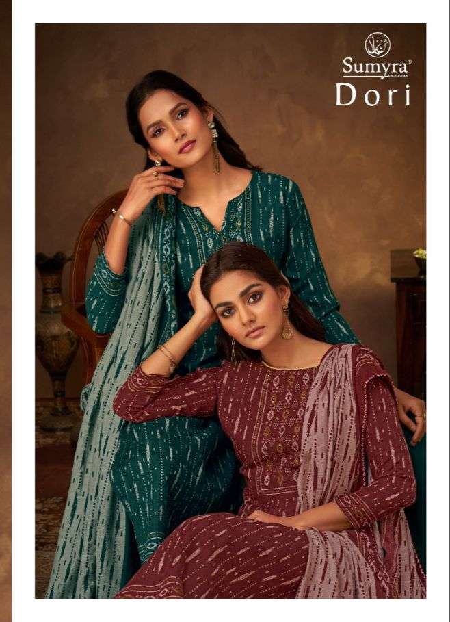 SUMYRA DORI BY RADHIKA FASHION 6001 TO 6008 SERIES PURE PASHMINA WORK DRESSES