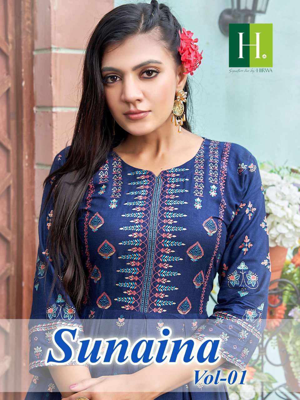 SUNAINA VOL-1 BY H DOT 01 TO 10 SERIES RAYON FOIL PRINT GOWNS