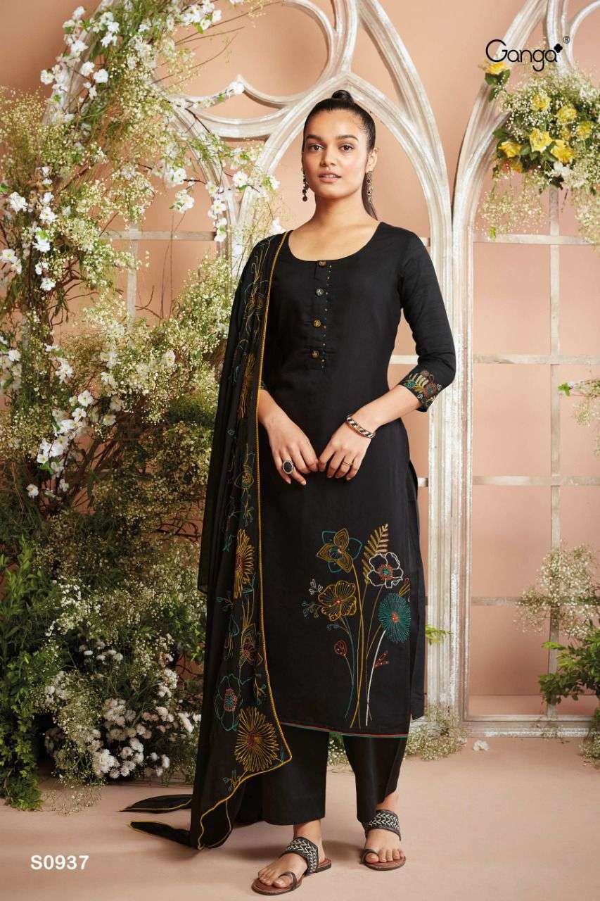 TANSY 937 BY GANGA FASHIION SILK JACQUARD EMBROIDERY DRESS