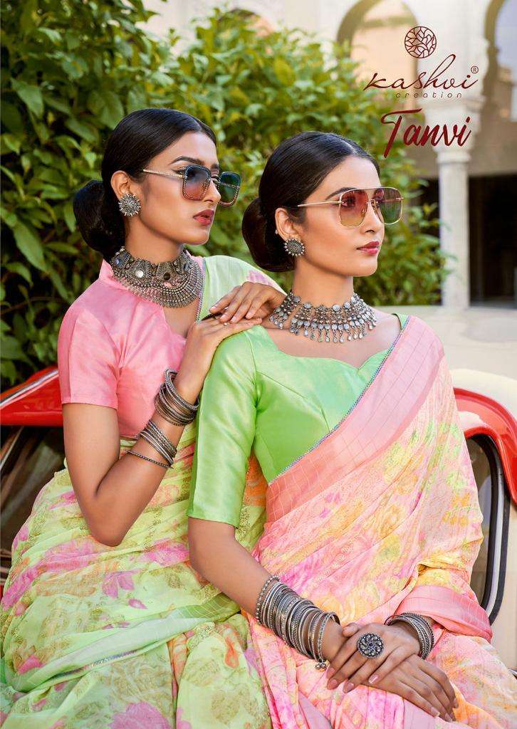 TANVI BY KASHVI CREATION 2631 TO 2640 SERIES MOSS JACQUARD WORK SAREES