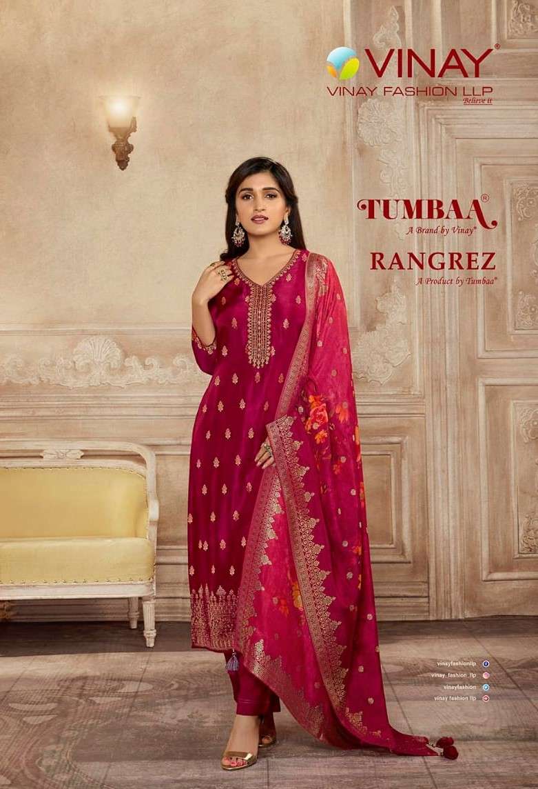 TUMBAA RANGREZ BY VINAY FASHION 40561 TO 40568 SERIES VISCOSE DOLA JACQUARD DRESSES