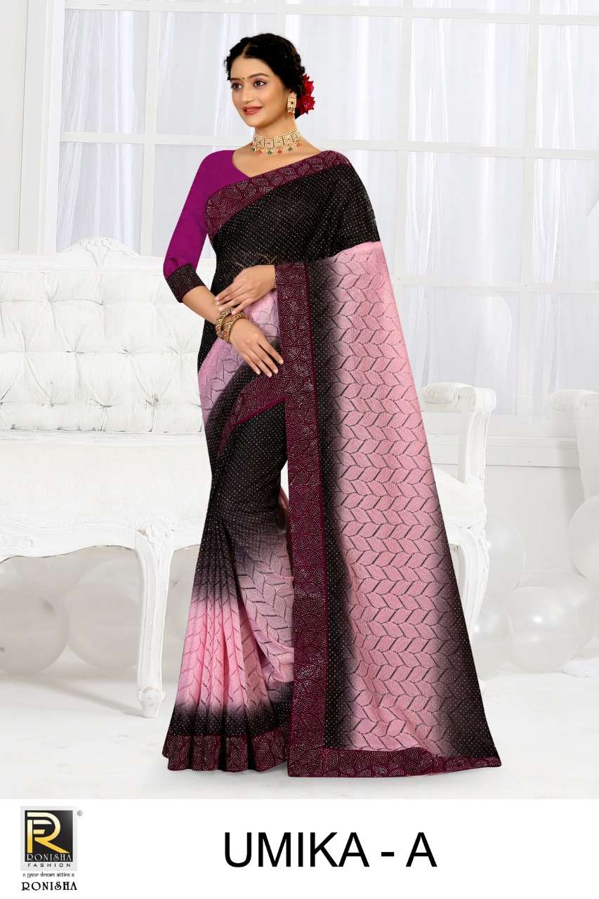 UMIKA BY RONISHA FASHION DESIGNER LYCRA DIAMOND WORK SAREES