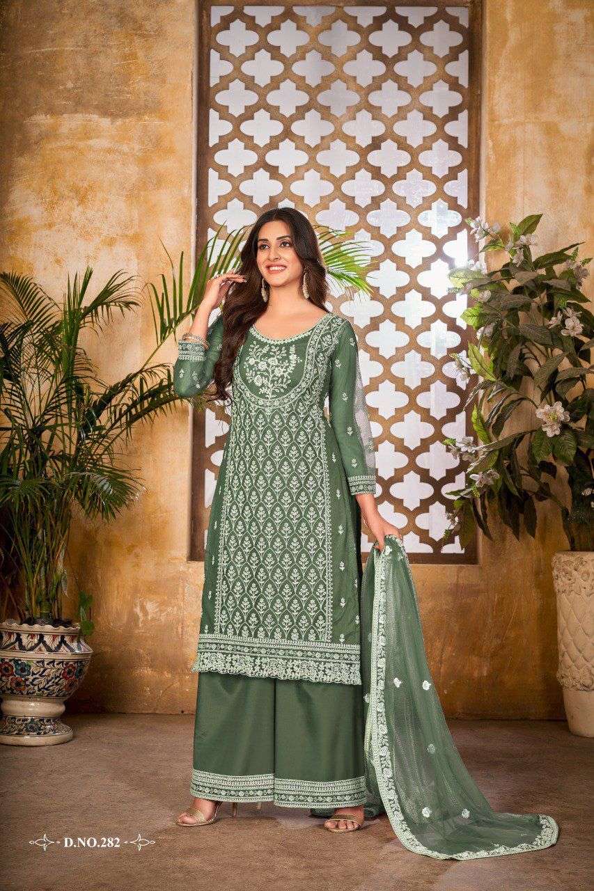 VAANI VOL-28 BY TWISHA 281 TO 284 SERIES NET EMBROIDERED SHARARA DRESSES