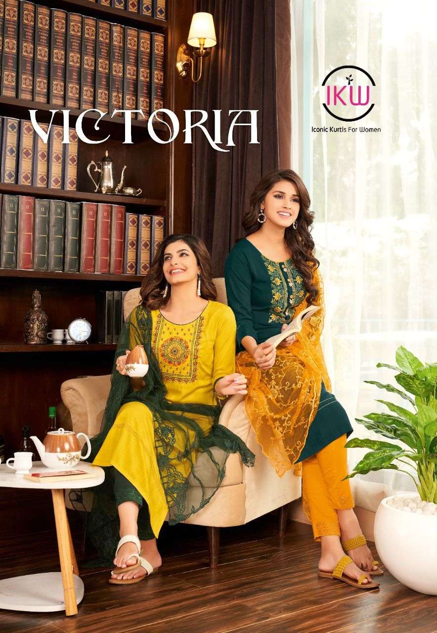 VICTORIA BY IKW 01 TO 06 SERIES VISCOSE FANCY WORK STITCHED DRESSES