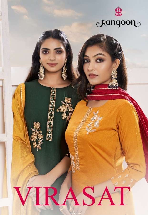 VIRASAT BY RANGOON 3941 TO 3944 SERIES SILK EMBROIDERY STITCHED DRESSES