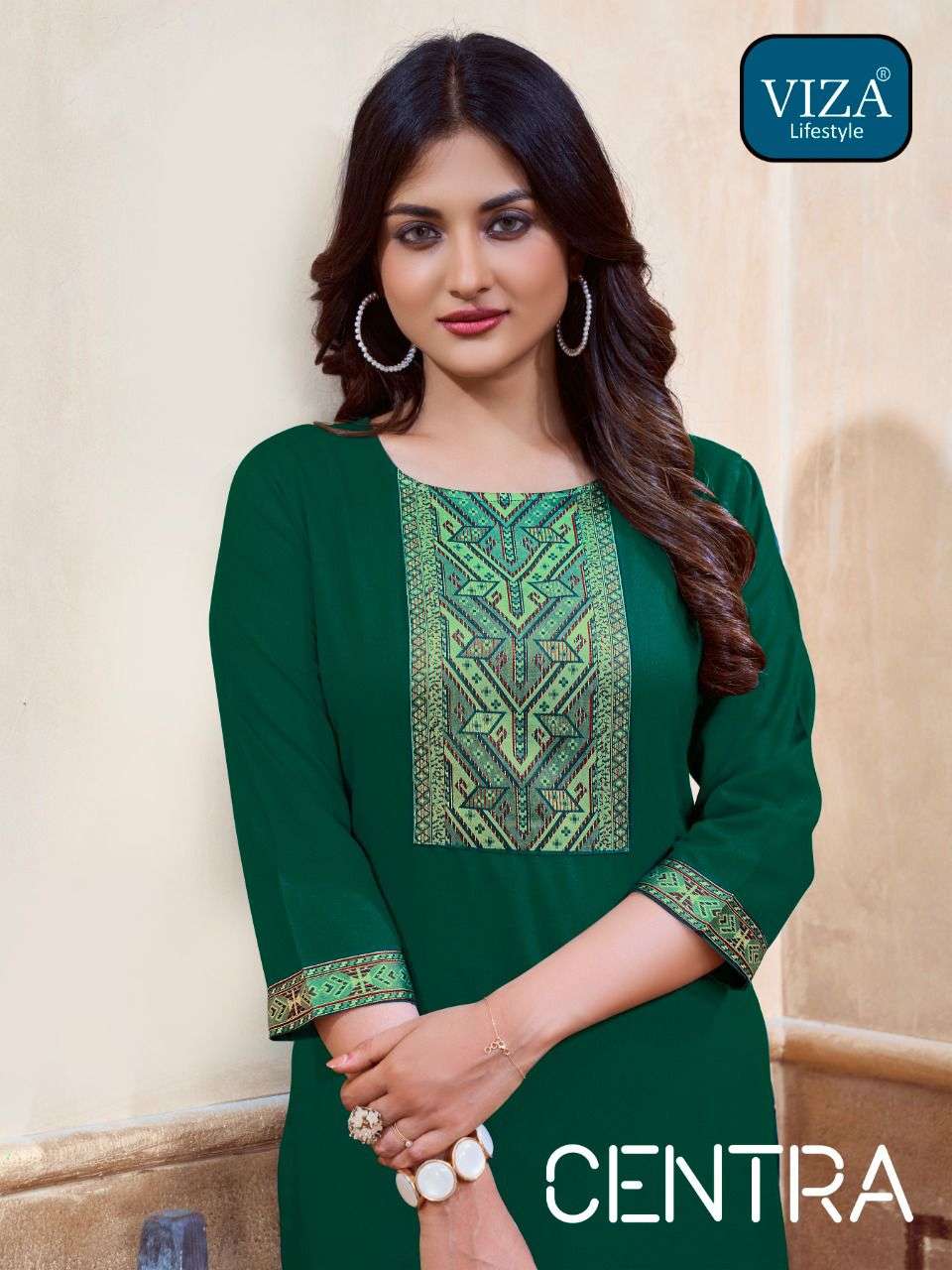 VIZA CENTRA BY ASLIWHOLESALE 1001 TO 1004 SERIES RAYON JACQUARD KURTIS