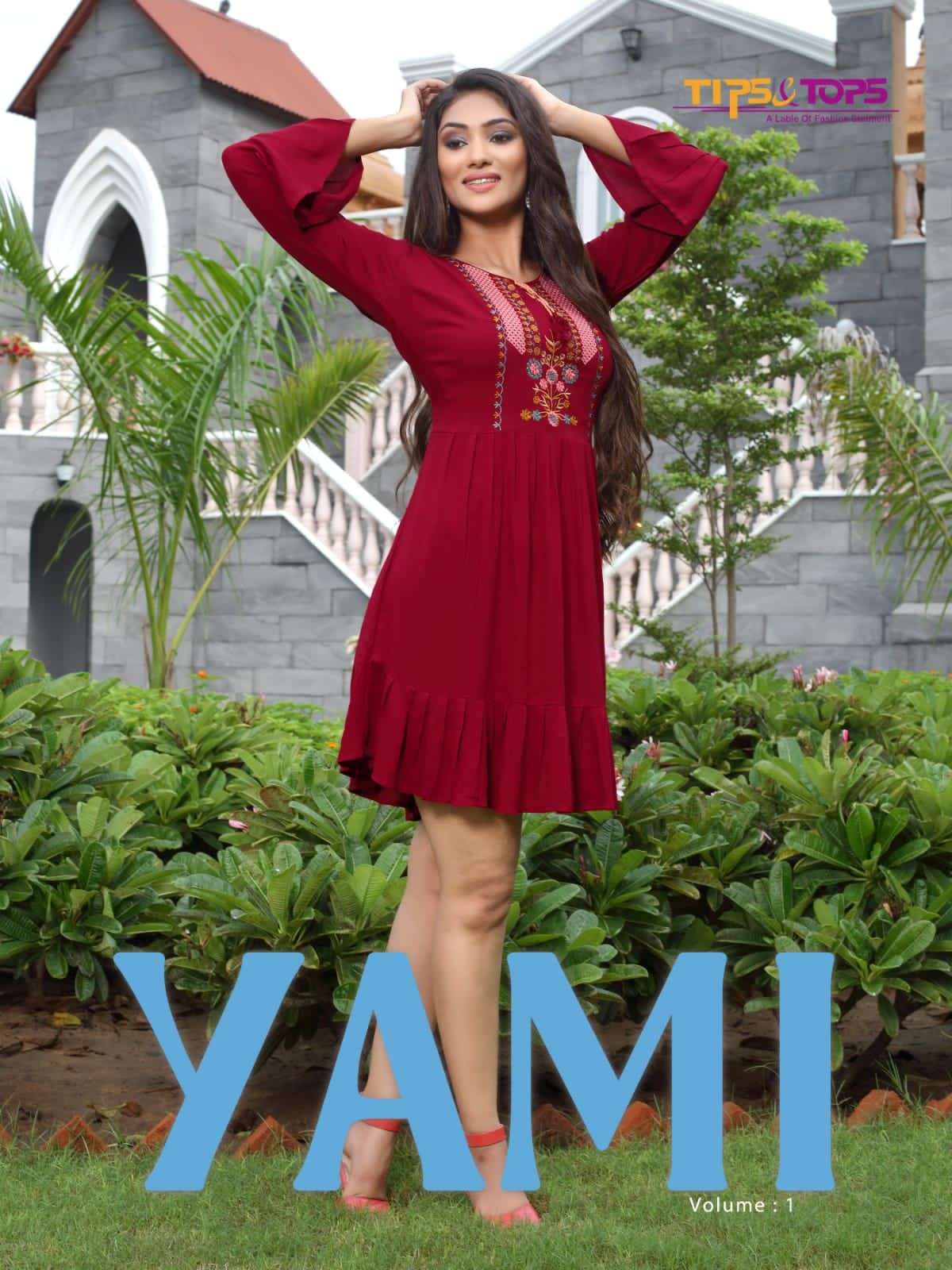 YAMI BY TIPS & TOPS 101 TO 106 SERIES RAYON EMBROIDERY TOPS