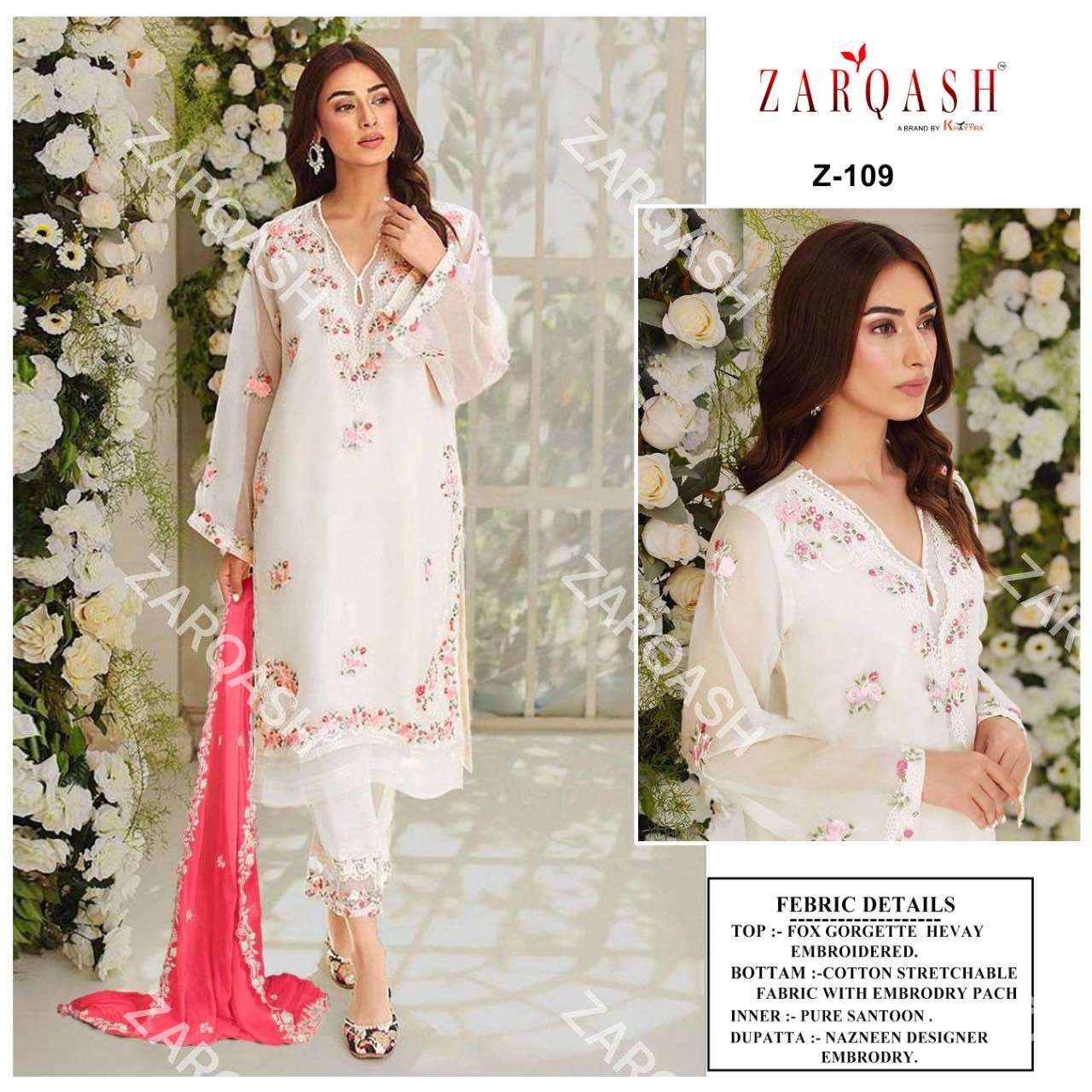 Z-109 HIT DESIGN BY ZARQASH FAUX GEORGETTE EMBROIDERY STITCHED DRESS