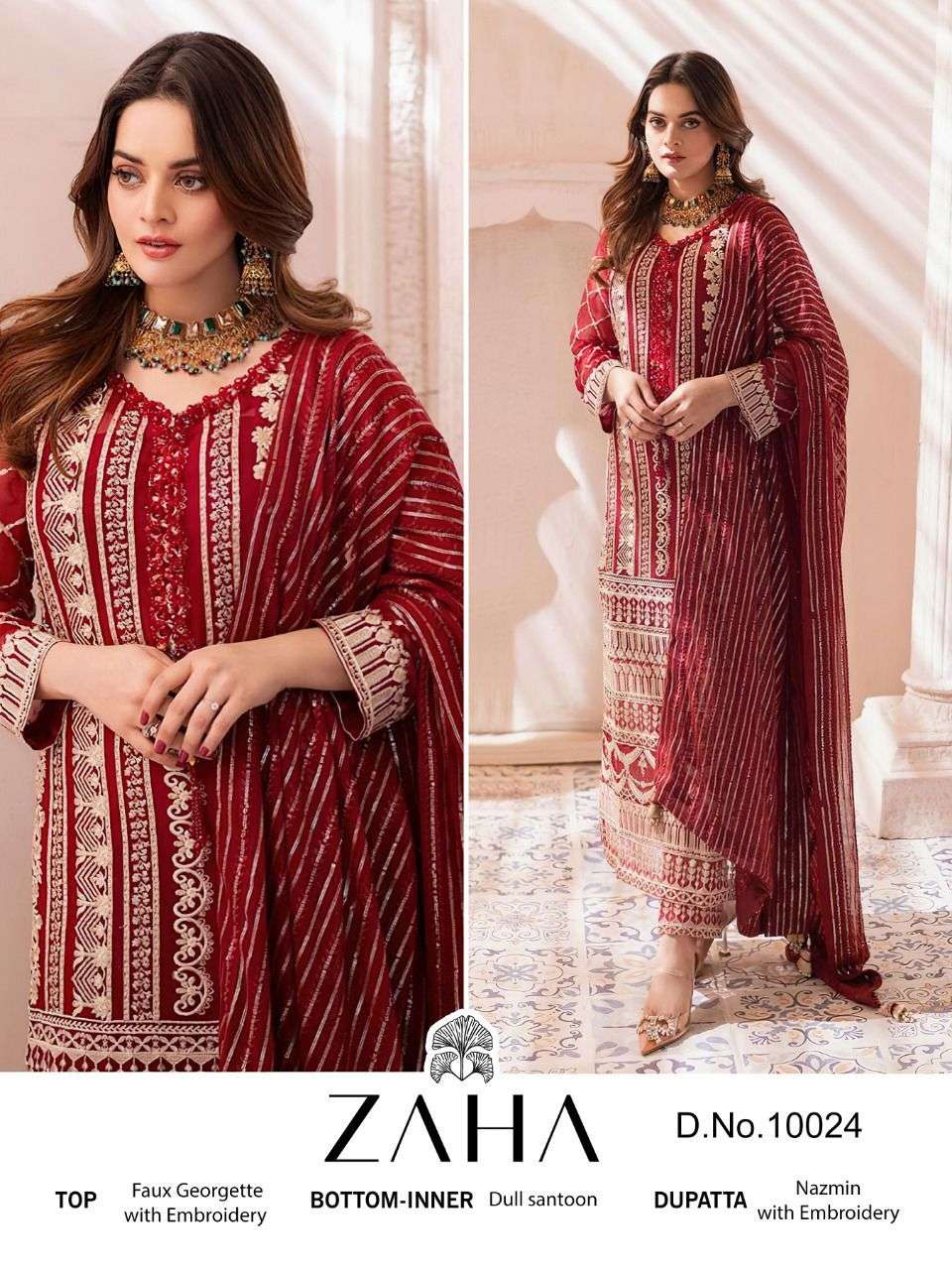 ZAHA 10024 HIT DESIGN BY ZAHA DESIGNER GEORGETTE EMBROIDERY PAKISTANI DRESS