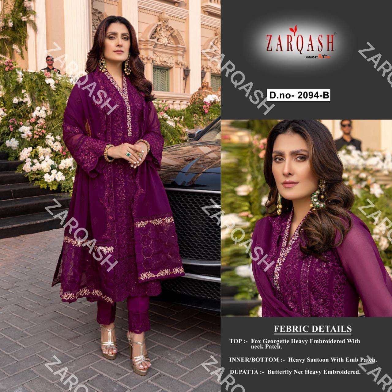 ZARQASH 2094 COLOURS BY ZARQASH FAUX GEORGETTE EMBROIDERY DRESSES