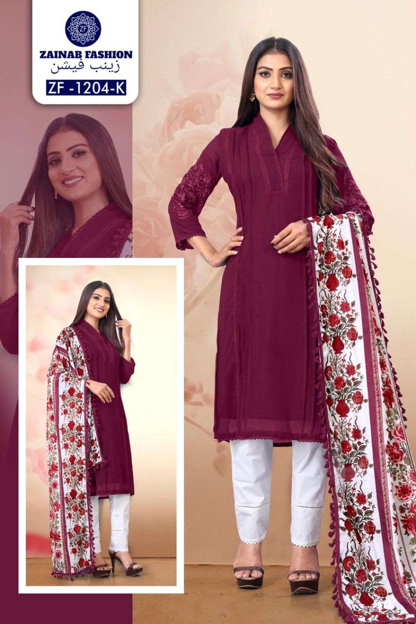 ZF-1204 COLOURS BY ZAINAB FASHION 1204-I TO 1204-L SERIES FAUX GEORGETTE STITCHED DRESSES