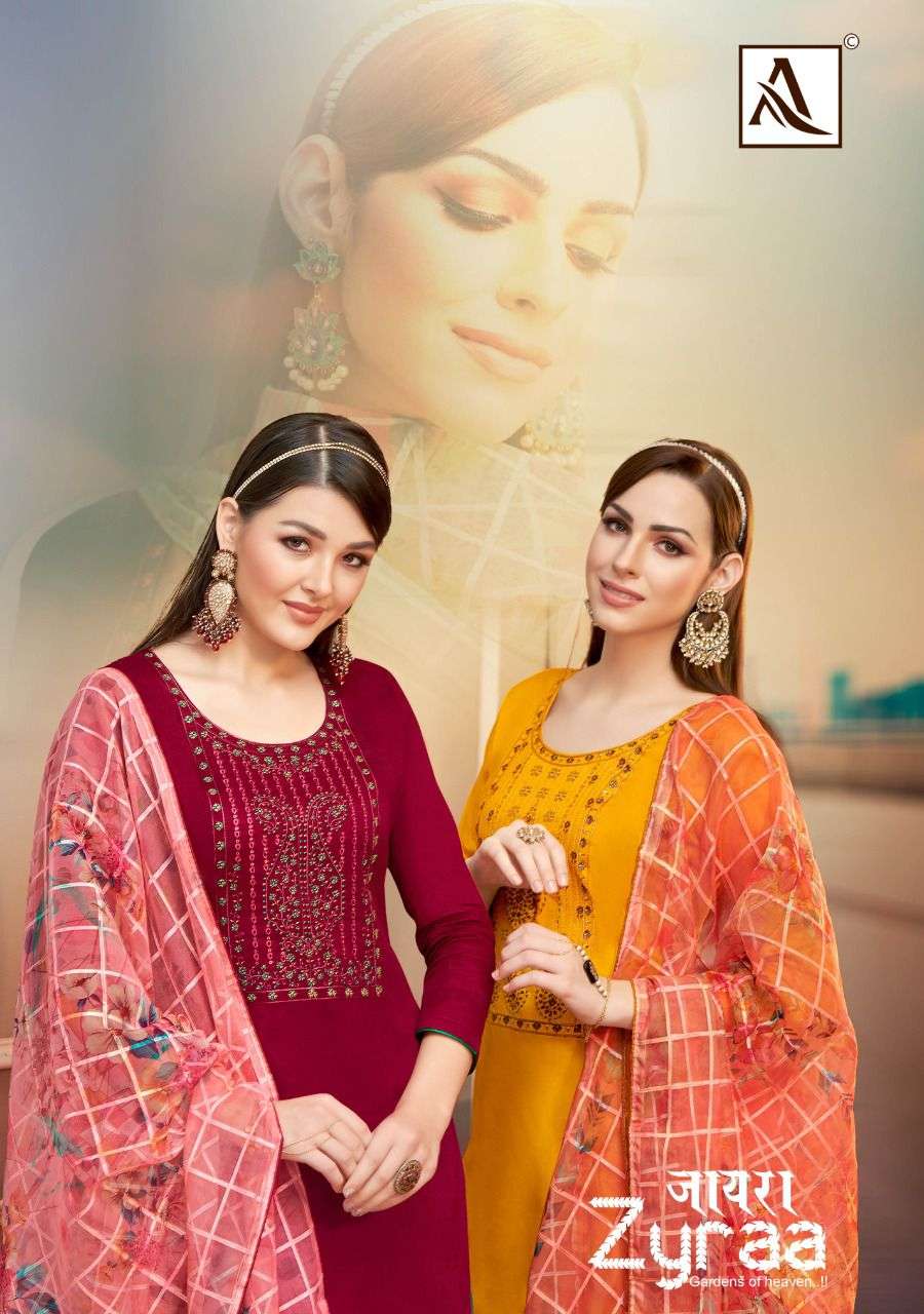 ZYRAA BY ALOK SUIT 1053-001 TO 1053-006 SERIES PURE ZAAM COTTON EMBROIDERY DRESSES