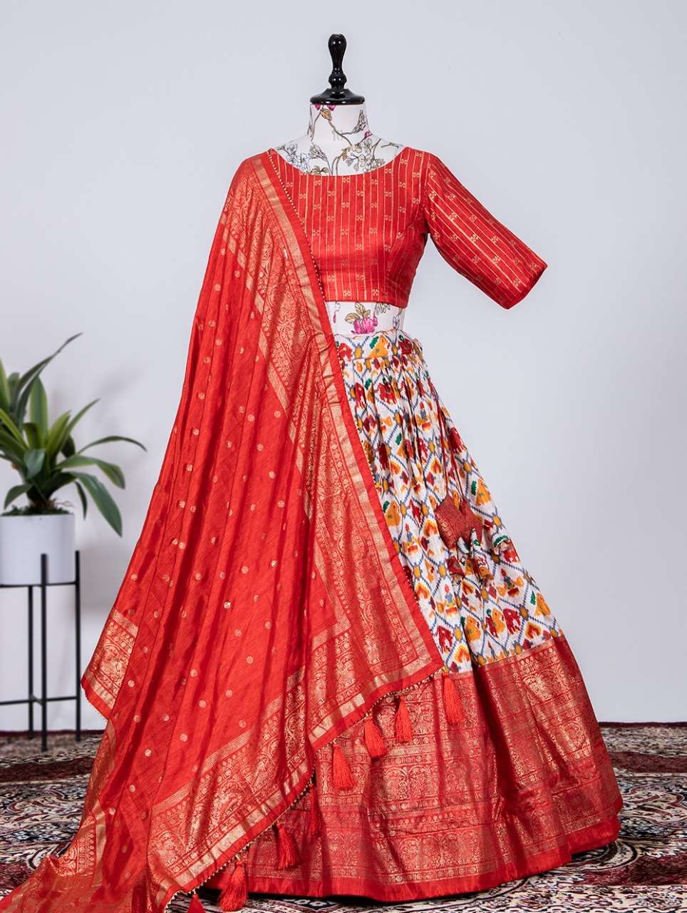 1640PNK BY ASLIWHOLESALE DESIGNER DOLA SILK PRINT LEHENGAS