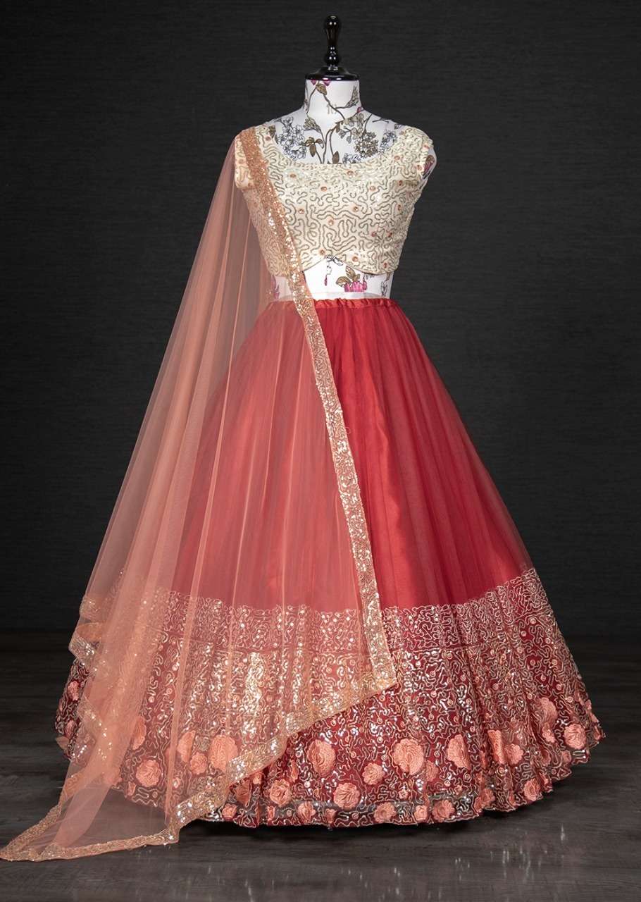 1707LPI BY ASLIWHOLESALE DESIGNER NET SEQUENCE WORK LEHENGAS