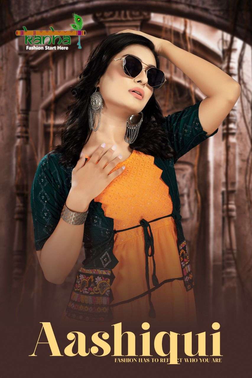 AASHIQUI BY KANHA 101 TO 108 SERIES RAYON SEQUENCE KURTIS