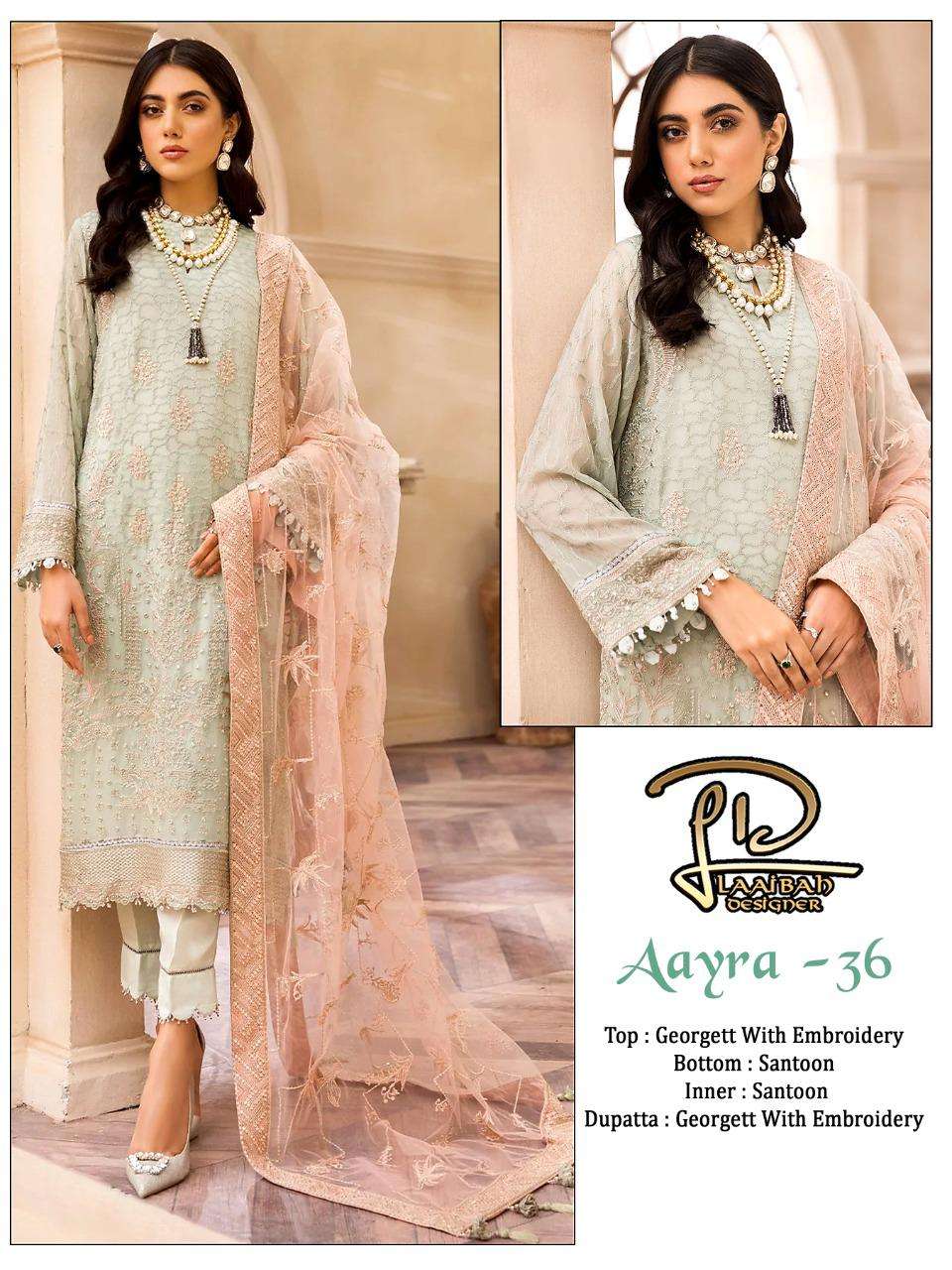 AAYRA 36 HIT DESIGN BY LAAIBAH DESIGNER FAUX GEORGETTE EMBROIDERY DRESS