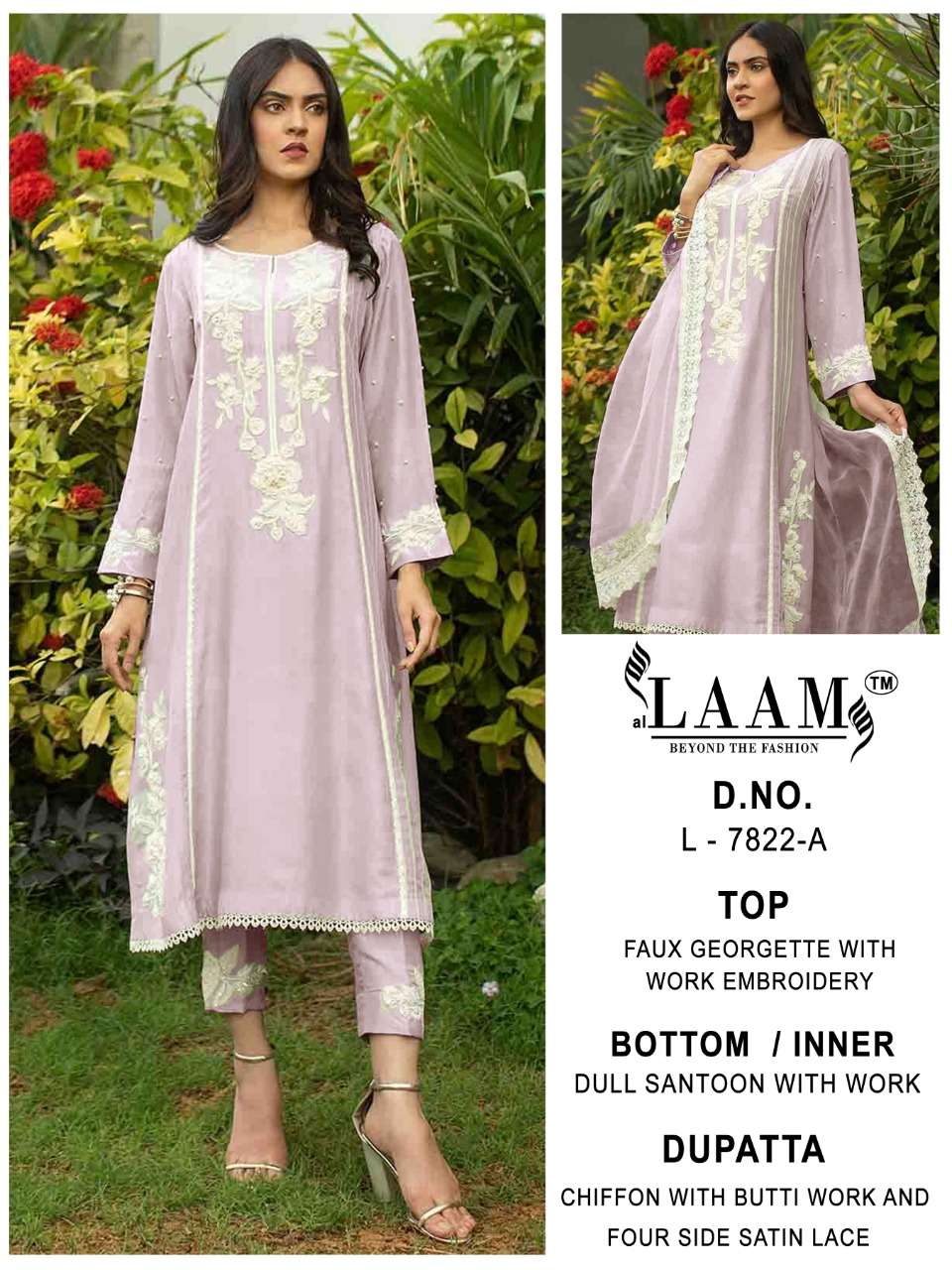 AL LAAM 7822 COLOURS BY AL LAAM FAUX GEORGETTE EMBROIDERY STITCHED DRESSES