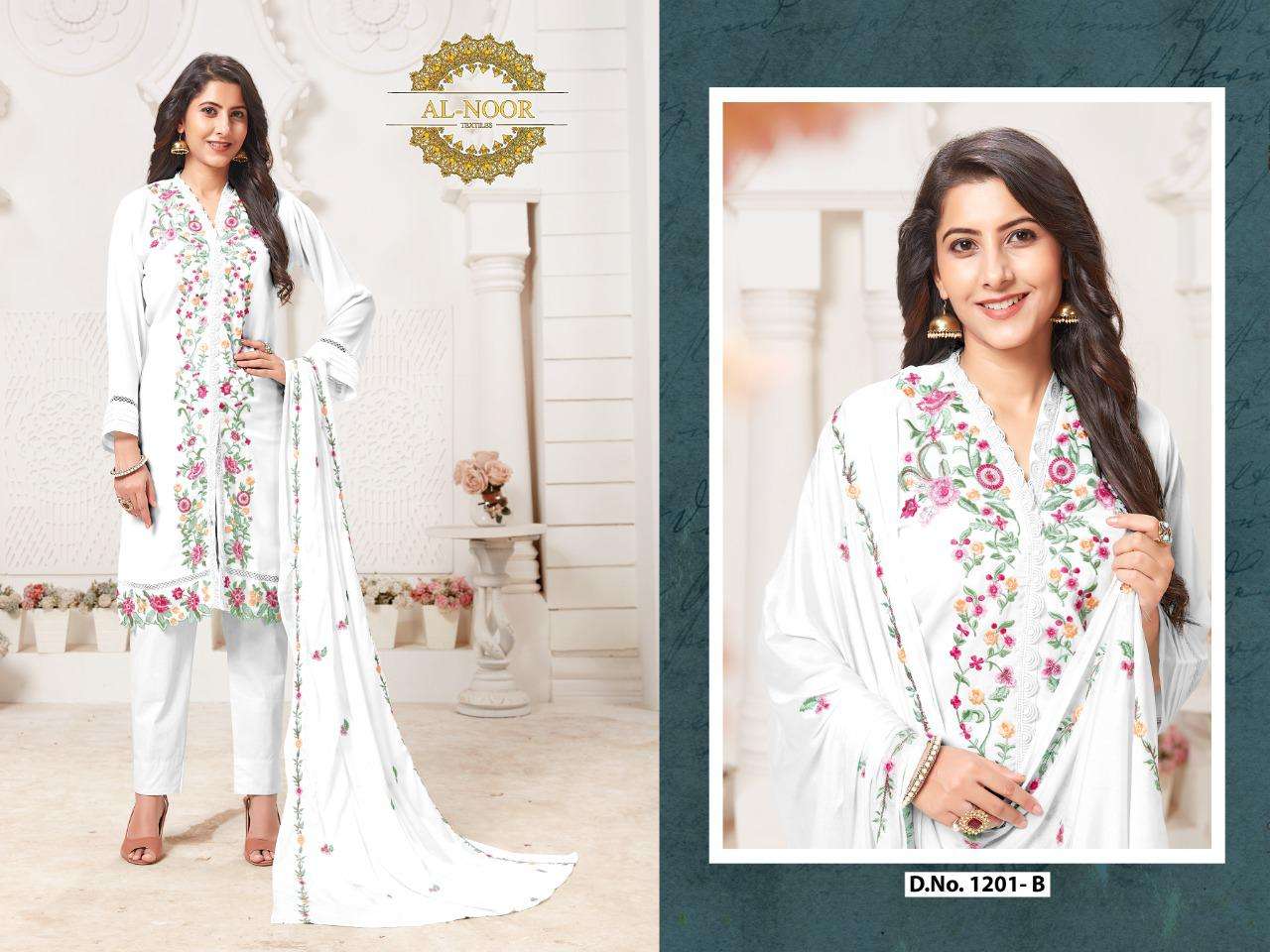 AL NOOR ZA-1201 COLOURS BY ASLIWHOLESALE FAUX GEORGETTE EMBROIDERY STITCHED DRESSES