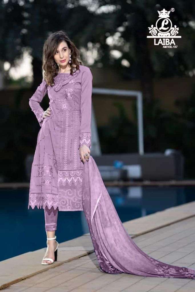 AM-VOL-137 BY LAIBA 137-A TO 137-D SERIES PURE GEORGETTE STITCHED DRESSES