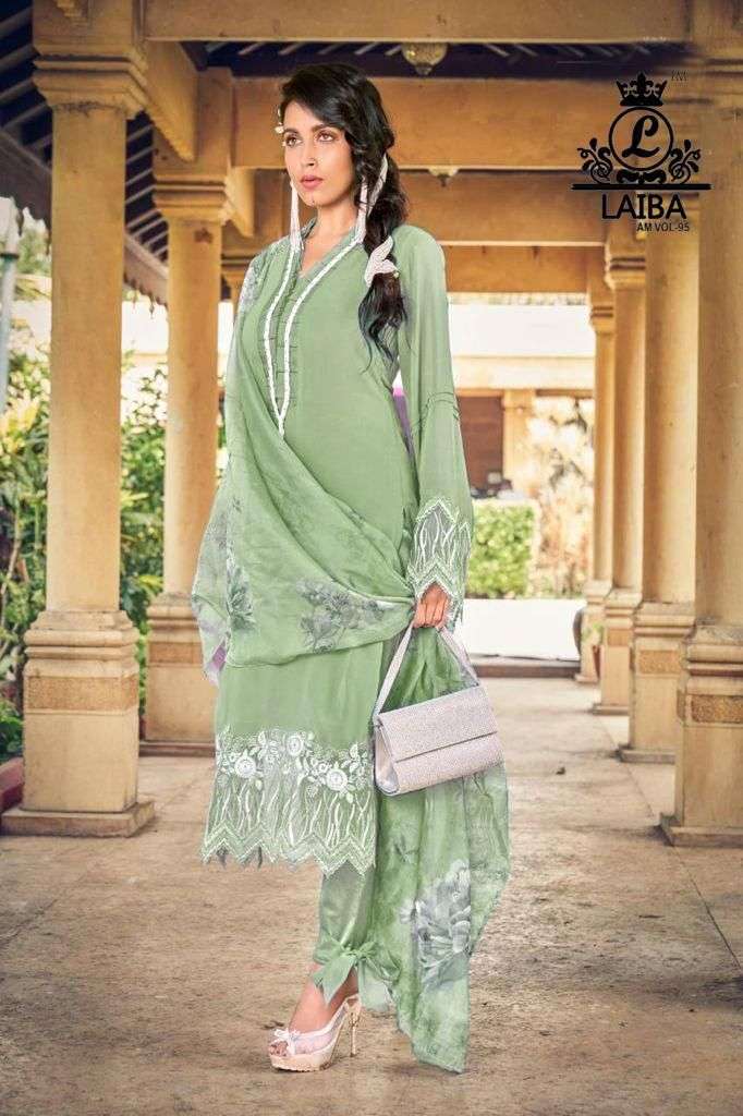 AM VOL-95 BY LAIBA PURE GEORGETTE EMBROIDERY STITCHED PAKISTANI DRESSES