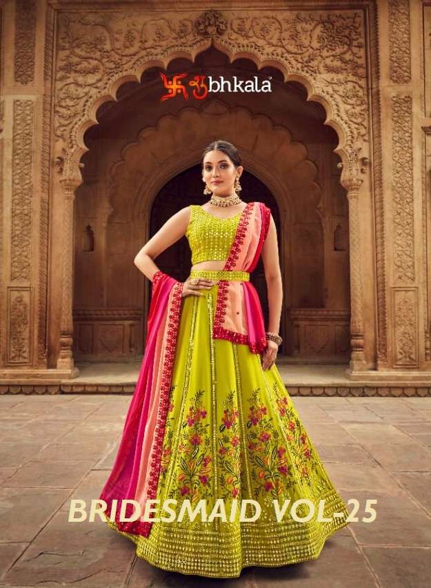 BRIDESMAID VOL-25 BY SHUBHKALA 2211 TO 2217 SERIES GEORGETTE HEAVY WORK LEHENGAS