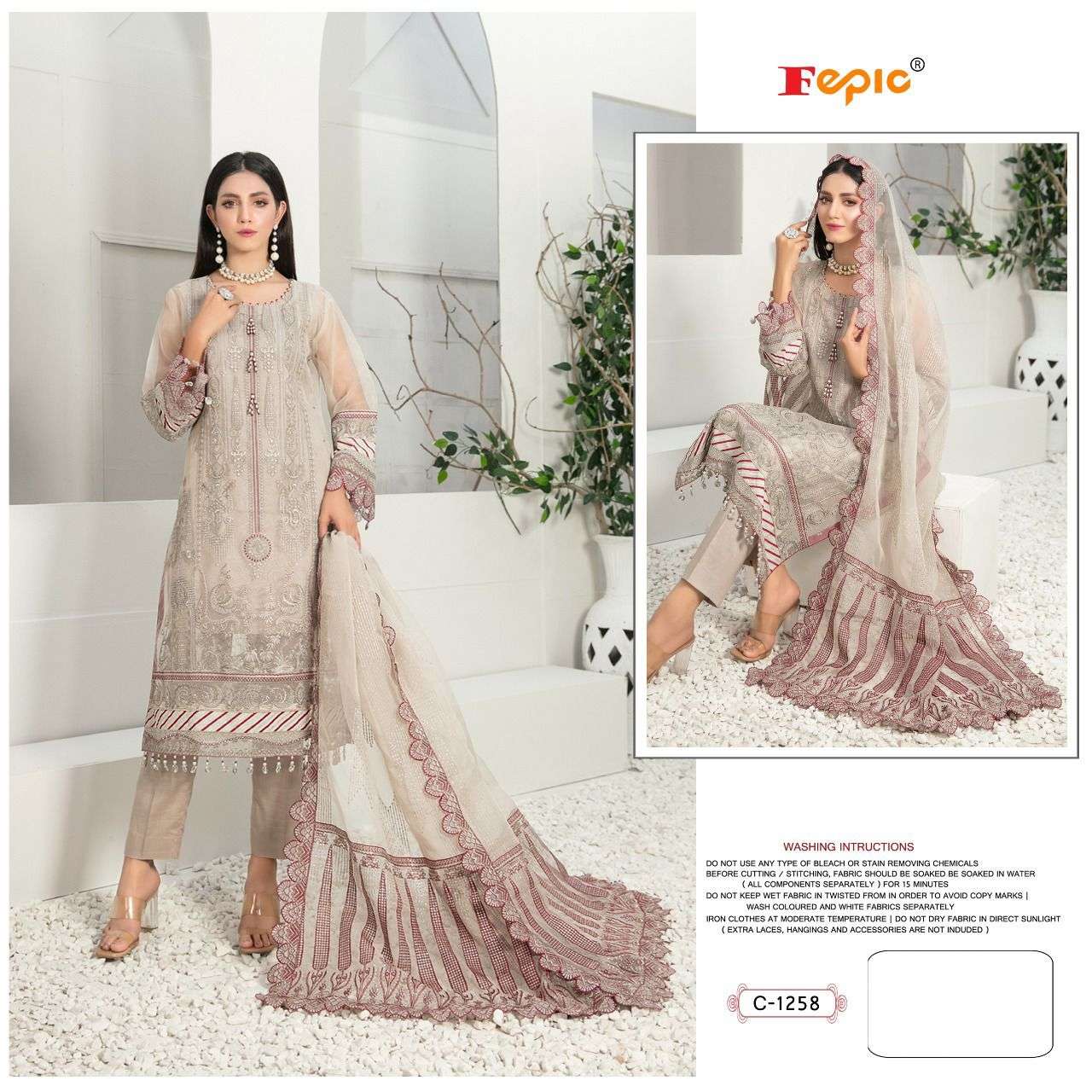 C-1258 HIT DESIGN BY FEPIC ORGANZA HEAVY EMBROIDERY PAKISTANI DRESS