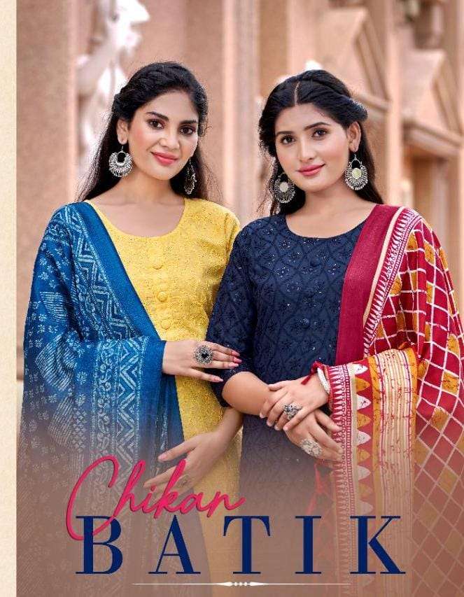 CHIKAN BATIK BY POONAM DESIGNER 1001 TO 1004 SERIES COTTON CHIKAR STITCHED DRESSES