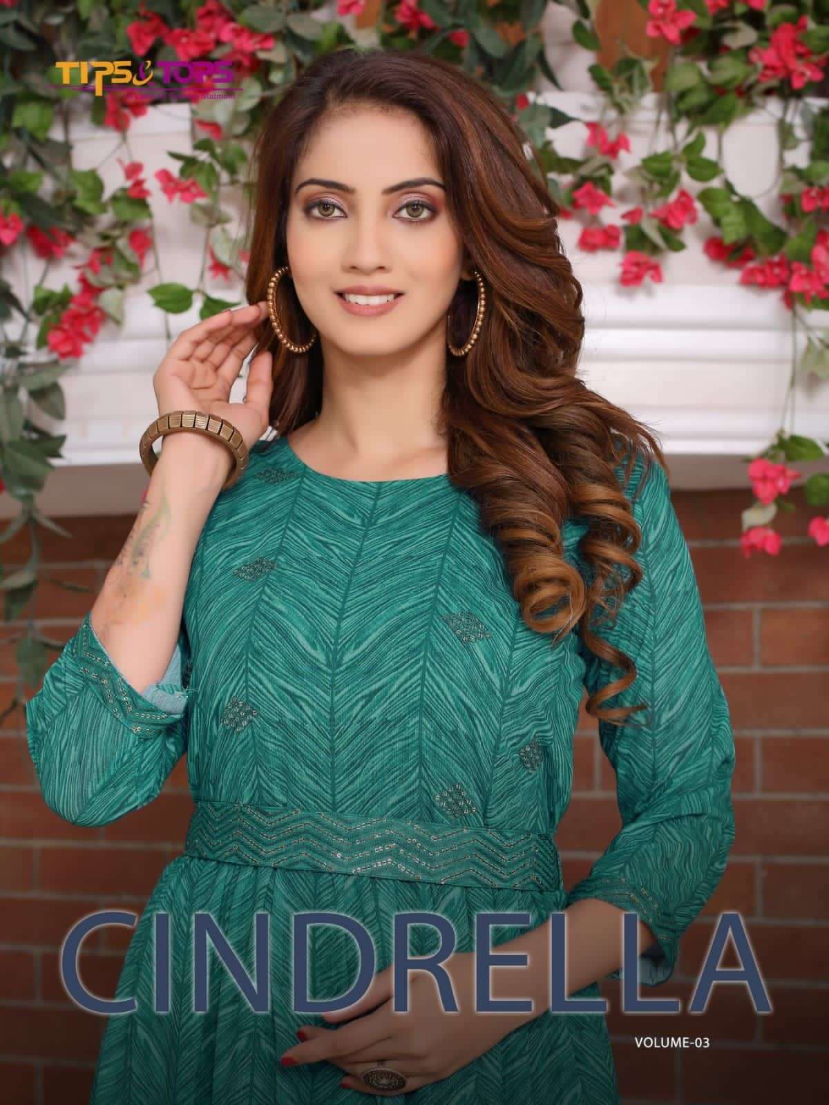 CINDRELLA VOL-3 BY TIPS AND TOPS 301 TO 306 SERIES GEORGETTE PRINT KURTIS