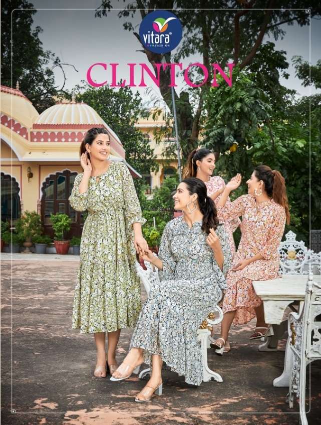 CLINTON BY VITARA FASHION 1001 TO 1004 SERIES GEORGETTE PRINT KURTIS