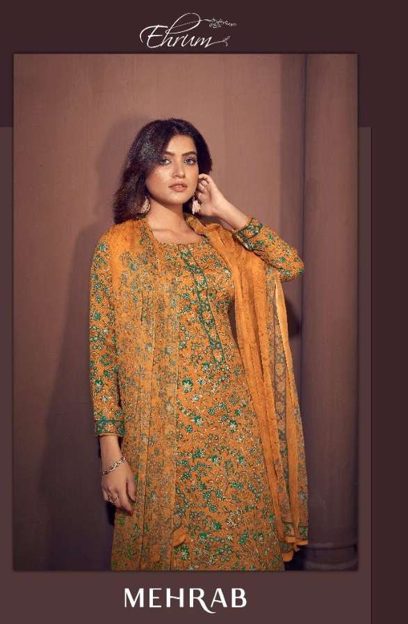 EHRUM MEHRAB BY VARSHA 15 TO 18 SERIES PASHMINA PRINT DRESSES