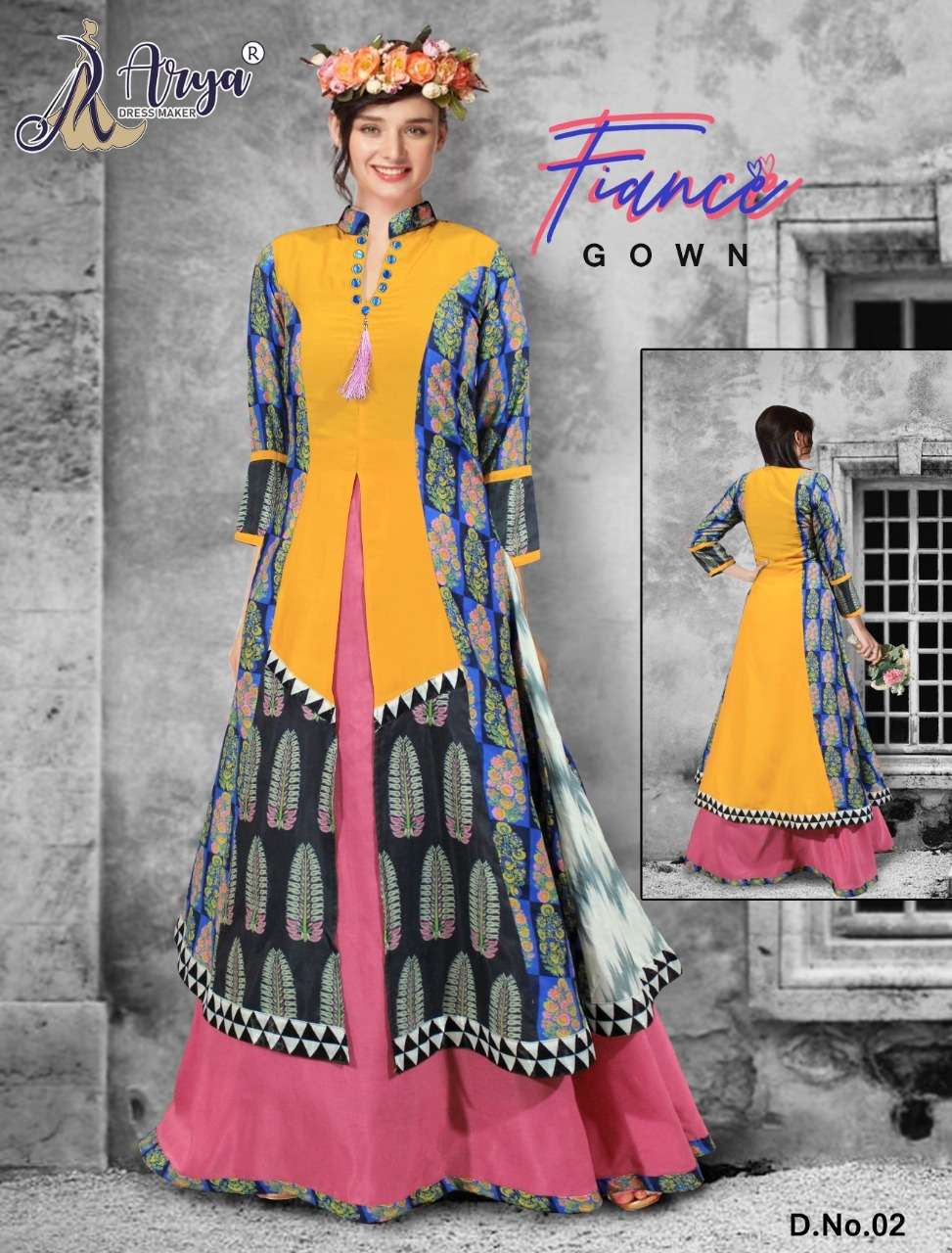 FIANCE LONG GOWN BY ARYA DRESS MAKER 01 TO 06 SERIES MUSLIN PRINT GOWNS