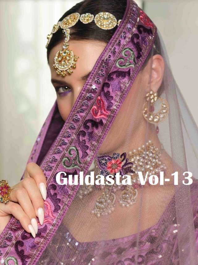 GULDASTA VOL-13 BY SHUBHKALA 2141 TO 2147 SERIES DESIGNER SILK WORK LEHENGAS